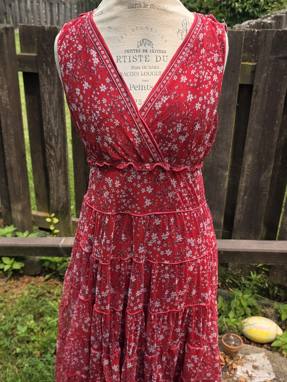 Max Studio Red Floral Wrap Midi Dress - Picture 2 of 6